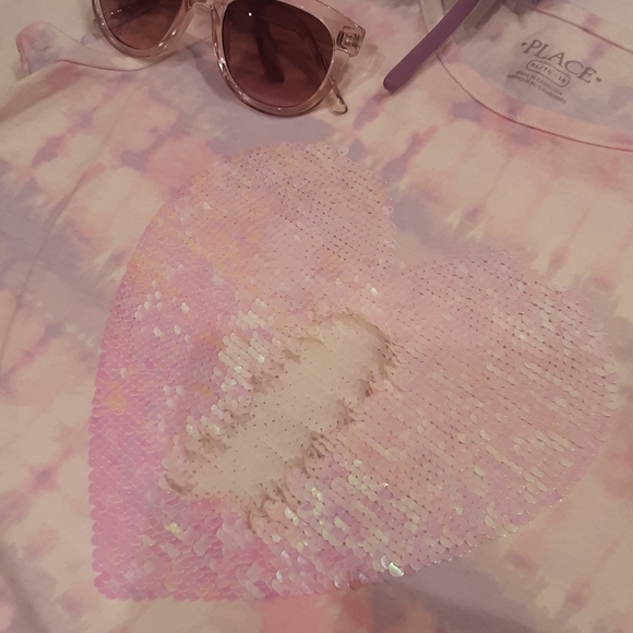 GIRLS (Sz 14) - Flip Sequins Heart T-Shirt - Picture 3 of 4